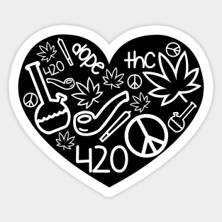 420 Green Heart Sticker